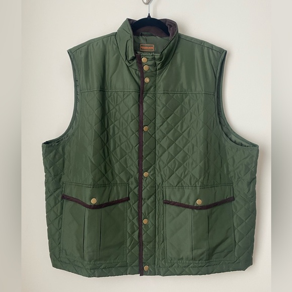 Boulder Creek Mens Vest 2XL Big Army Green with Corduroy Collar Pockets - Picture 1 of 8